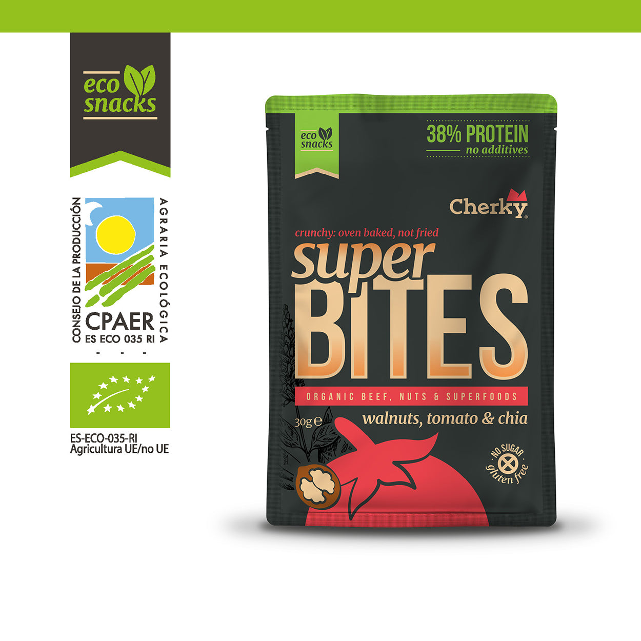 Cherky ECO Beef Superbites with Walnuts, Tomato and Chia 30g